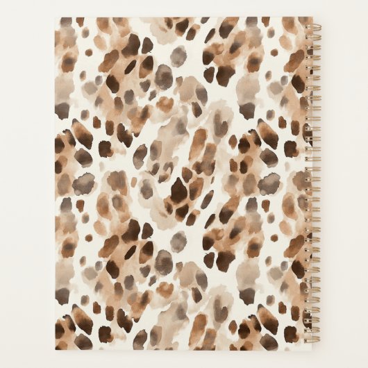 Chique Cream Bruin Leopard Dierenprint Planner (Achterkant)