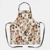 Chique Cream Bruin Leopard Dierenprint Schort (Voorkant)
