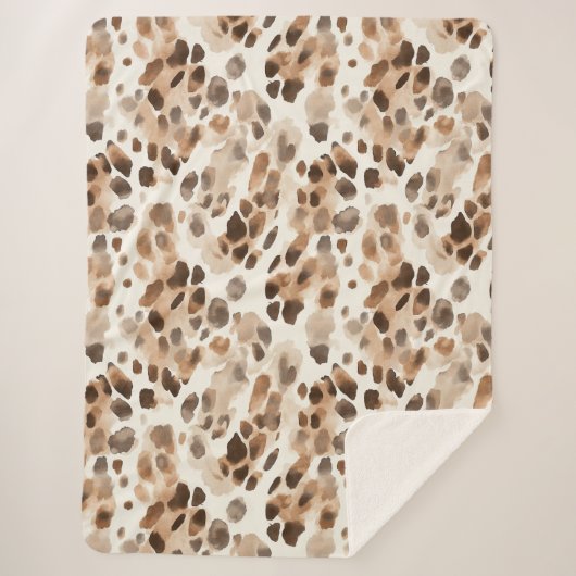 Chique Cream Bruin Leopard Dierenprint Sherpa Deken (Voorkant)