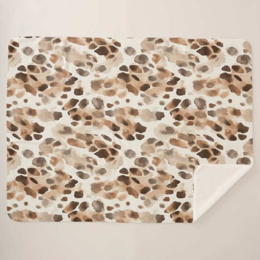 Chique Cream Bruin Leopard Dierenprint Sherpa Deken (Voorkant (horizontaal))