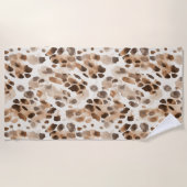 Chique Cream Bruin Leopard Dierenprint Strandlaken (Voorkant)