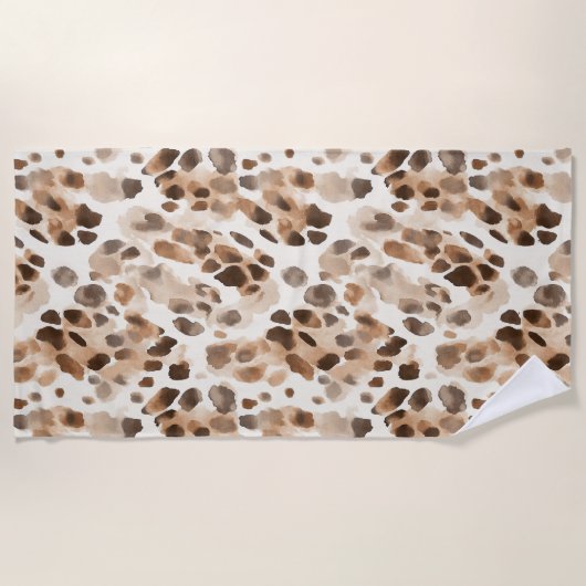 Chique Cream Bruin Leopard Dierenprint Strandlaken (Voorkant)
