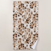 Chique Cream Bruin Leopard Dierenprint Strandlaken (Voorkant)