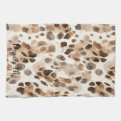 Chique Cream Bruin Leopard Dierenprint Theedoek (Horizontaal)