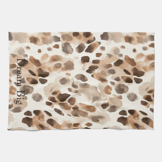 Chique Cream Bruin Leopard Dierenprint Theedoek (Horizontaal)