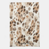 Chique Cream Bruin Leopard Dierenprint Theedoek (Verticaal)