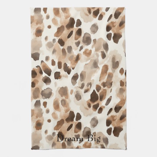 Chique Cream Bruin Leopard Dierenprint Theedoek (Verticaal)