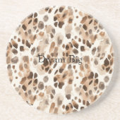 Chique Cream Bruin Leopard Dierenprint Zandsteen Onderzetter (Voorkant)