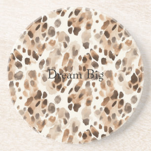 Chique Cream Bruin Leopard Dierenprint Zandsteen Onderzetter