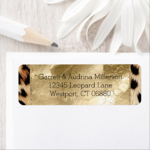 Chique Cream Bruin Leopard Goud Etiket