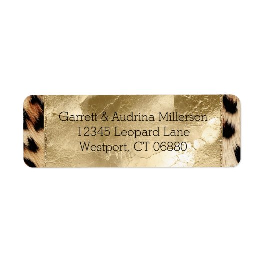 Chique Cream Bruin Leopard Goud Etiket (Voorkant)
