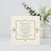 Chique Cream & Gold Bridal Douche Uitnodiging (Staand voorkant)