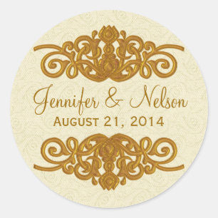 Chique Cream & Gouden Toon bruiloft Envelope Seal Ronde Sticker