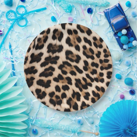 Chique Cream Zwart Leopard Print Papieren Bordje (Feest)