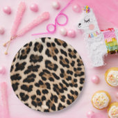 Chique Cream Zwart Leopard Print Papieren Bordje (Feest)