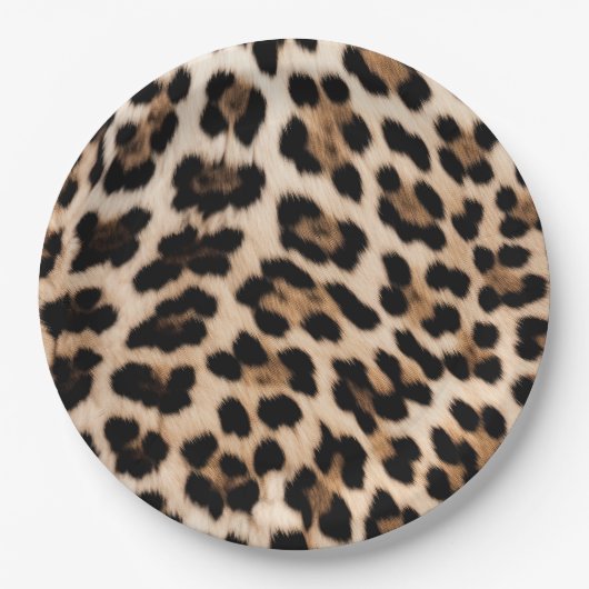 Chique Cream Zwart Leopard Print Papieren Bordje (Voorkant)