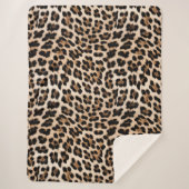 Chique Cream Zwart Leopard Print Sherpa Deken (Voorkant)