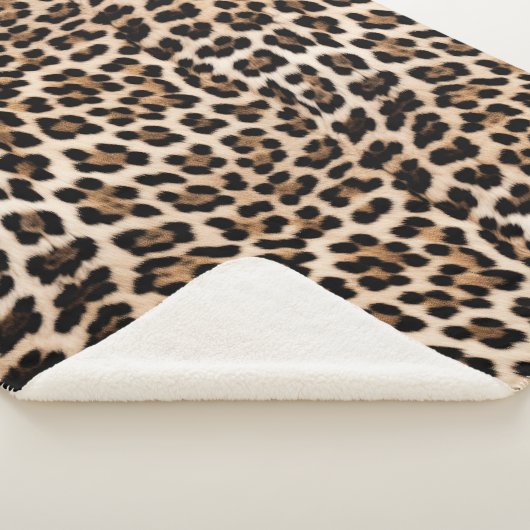 Chique Cream Zwart Leopard Print Sherpa Deken (3/4)