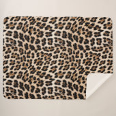 Chique Cream Zwart Leopard Print Sherpa Deken (Voorkant (horizontaal))