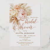 Chique Creamy Bloemen Vrijgezellenfeest Folie Uitn Folie Uitnodiging (Voorkant)