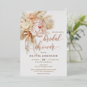 Chique Creamy Bloemen Vrijgezellenfeest Folie Uitn Folie Uitnodiging (Staand Voorkant)