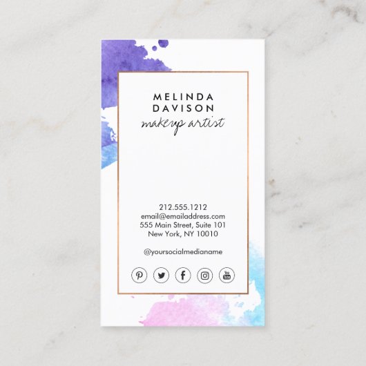 Chique Creatieve Waterverf Oogmake-up Artiest Visitekaartje (Achterkant)
