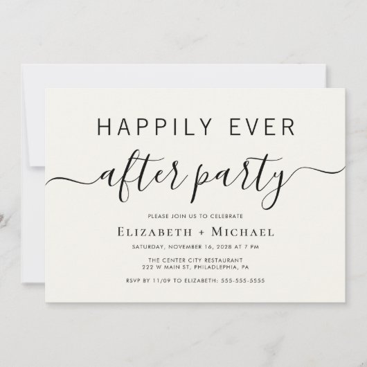 Chique crème bruiloft na feest kaart (Voorkant)