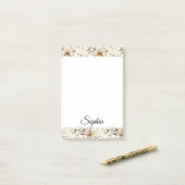 Chique Crème Bruine Bloemen Post-it® Notes (Op bureau)
