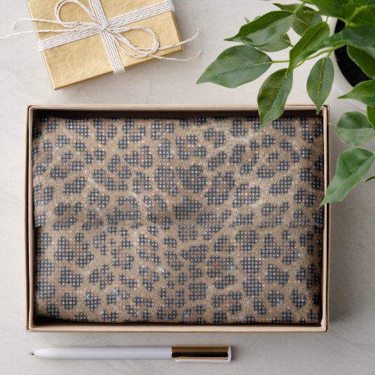 Chique Crème Bruine Luipaard Dierenprint Glans Tissuepapier (Geschenk)