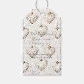 Chique Crème Grijze Hartjes Ornamenten Trouwen Cadeaulabel (Voorkant)