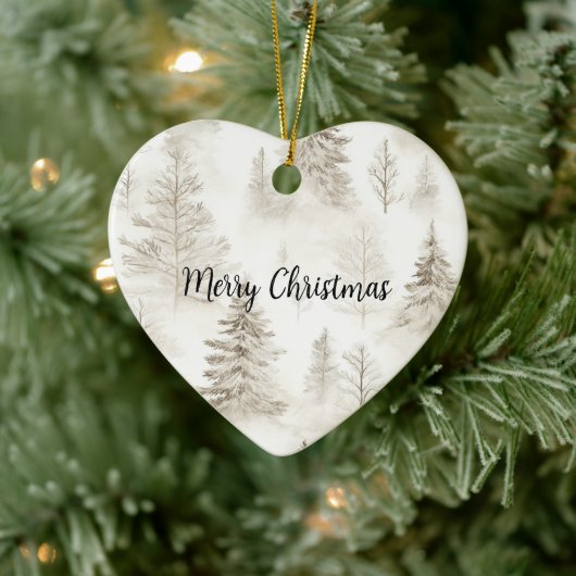 Chique Crème Kerstbomen Keramisch Ornament (Boom)