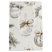 Chique Crème Kerstornamenten Medium Cadeauzakje (Achterkant)