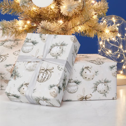Chique Crème Ornamenten Kerst Cadeaupapier (Feestdagen)