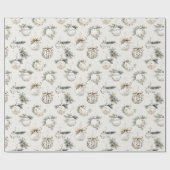Chique Crème Ornamenten Kerst Cadeaupapier (Vlak)