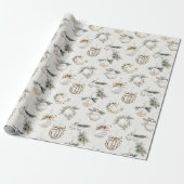 Chique Crème Ornamenten Kerst Cadeaupapier (Uitgerold)