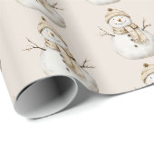 Chique Crème Witte Sneeuwman Kerstmis Cadeaupapier (Rol Hoek)