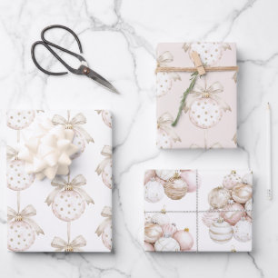 Chique Crème Witte Stippen Boog Ornament Kerstmis Inpakpapier Vel