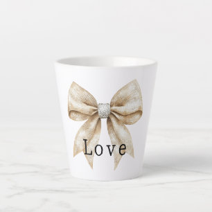 Chique Crème Witte Zilveren Glam Boog Liefde Latte Mok