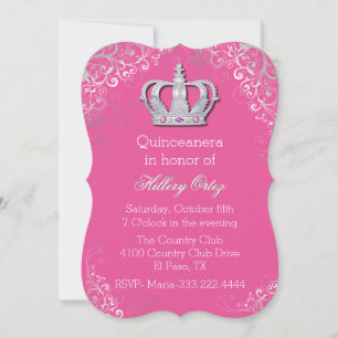 Chique  Crown Quinceanera Uitnodiging