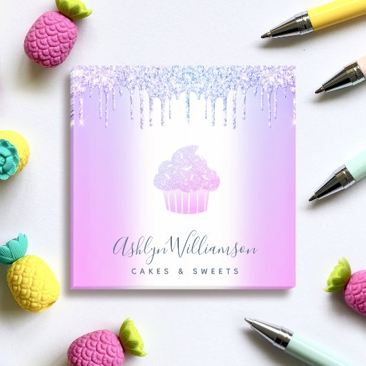 Chique Cupcake Bakkerij Chef Paarse Blauwe Glitter Post-it® Notes