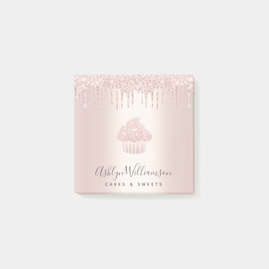Chique Cupcake Bakkerij Chef Roos Gouden Glitter D Post-it® Notes (Voorkant)