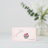 Chique Cupcake Cherry Sweets Gestreept Visitekaart Visitekaartje (Staand voorkant)