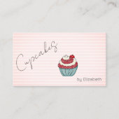 Chique Cupcake Cherry Sweets Gestreept Visitekaart Visitekaartje (Voorkant)