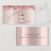 Chique Cupcakes Macaroon Roos Gouden Drips Visitekaartje (Voorkant / Achterkant)