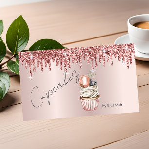 Chique Cupcakes Macaroon Roze Goud Drips Visitekaartje