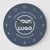 Chique Custom Business Logo en tekst op Navy Blue Grote Klok (Voorkant)