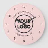 Chique Custom Business Logo en tekst op roze Grote Klok (Voorkant)