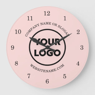 Chique Custom Business Logo en tekst op roze Grote Klok