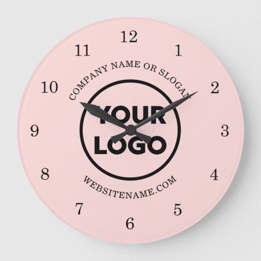 Chique Custom Business Logo en tekst op roze Grote Klok (Voorkant)