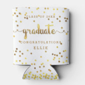 Chique Custom Faux Gold Foil Confetti Afstuderen Blikjeskoeler (Achterkant)